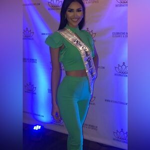 Green Ruffled Two-Piece Outfit